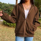 Куртка женская коричневая на молнии, с капюшоном, с карманами Y2k, осень куртки на кулиске