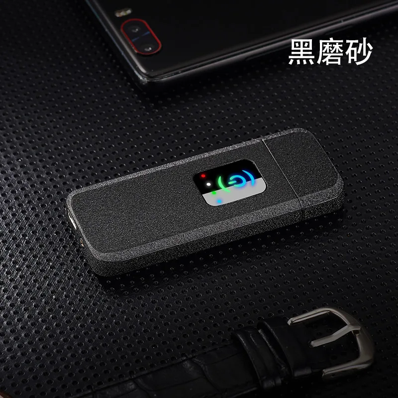 black matte Светодиодный сенсорный Электронный USB Зажигалка металлическая перезаряжаемая Зажигалка Ветрозащитная электрическая зажигалка для курения гаджеты для мужчин - Цвет: black matte