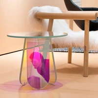 dropshipping nordic transparent acrylic table simple art table colorful round coffee table bedroom bedside living room furniture