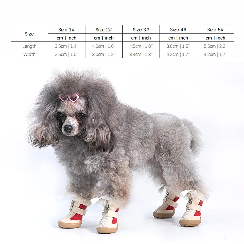 

4pcs/set Elastic Winter Pet Dog Shoes Anti-slip Velvet Thickening Warmer Small Comfort Boot Puppy Animal Chihuahua Yorkshire2021