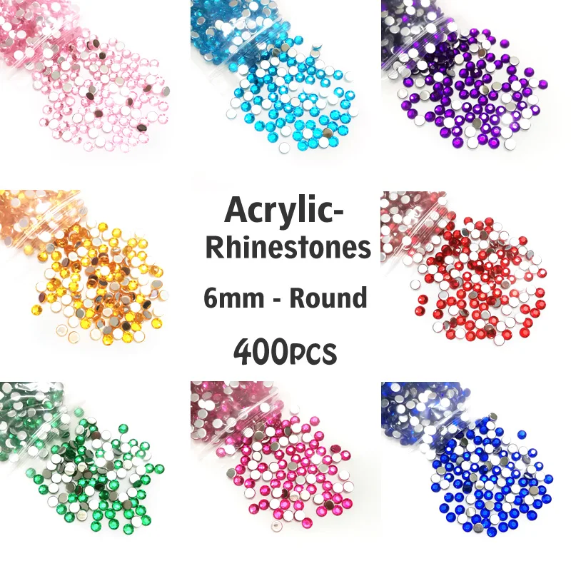 400 шт 6 мм акриловые стразы высокого качества класса А круглые с плоской задней