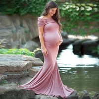 2021 maternity dress photography props summer off shoulder long maxi dress pregnancy women milk dress clothes for pregnant