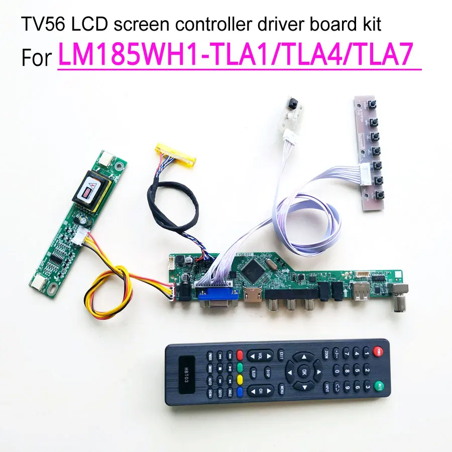 

For LM185WH1-TLA1/TLA4/TLA7 LCD Monitor TV Drive Card Board LVDS 2CCFL 30Pin VGA USB AV Keyboard+Remote+Inverter DIY Kit