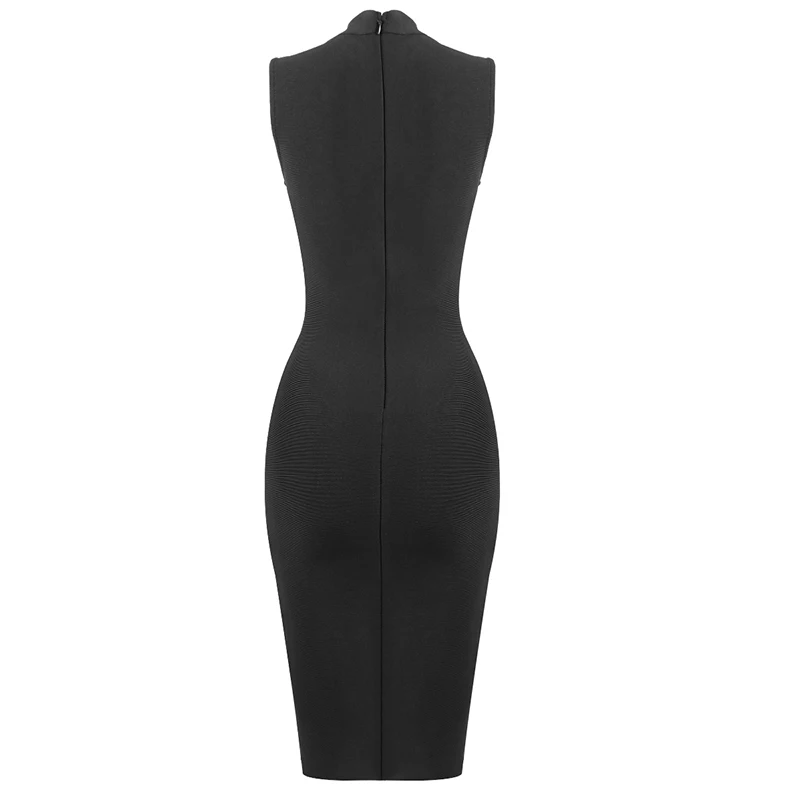

UKCNSEP Bandage Dress 2021 Elegant Black Sleeveless Women Summer Sexy Cut Out Bodycon Celebrity Runway Club Party Dress