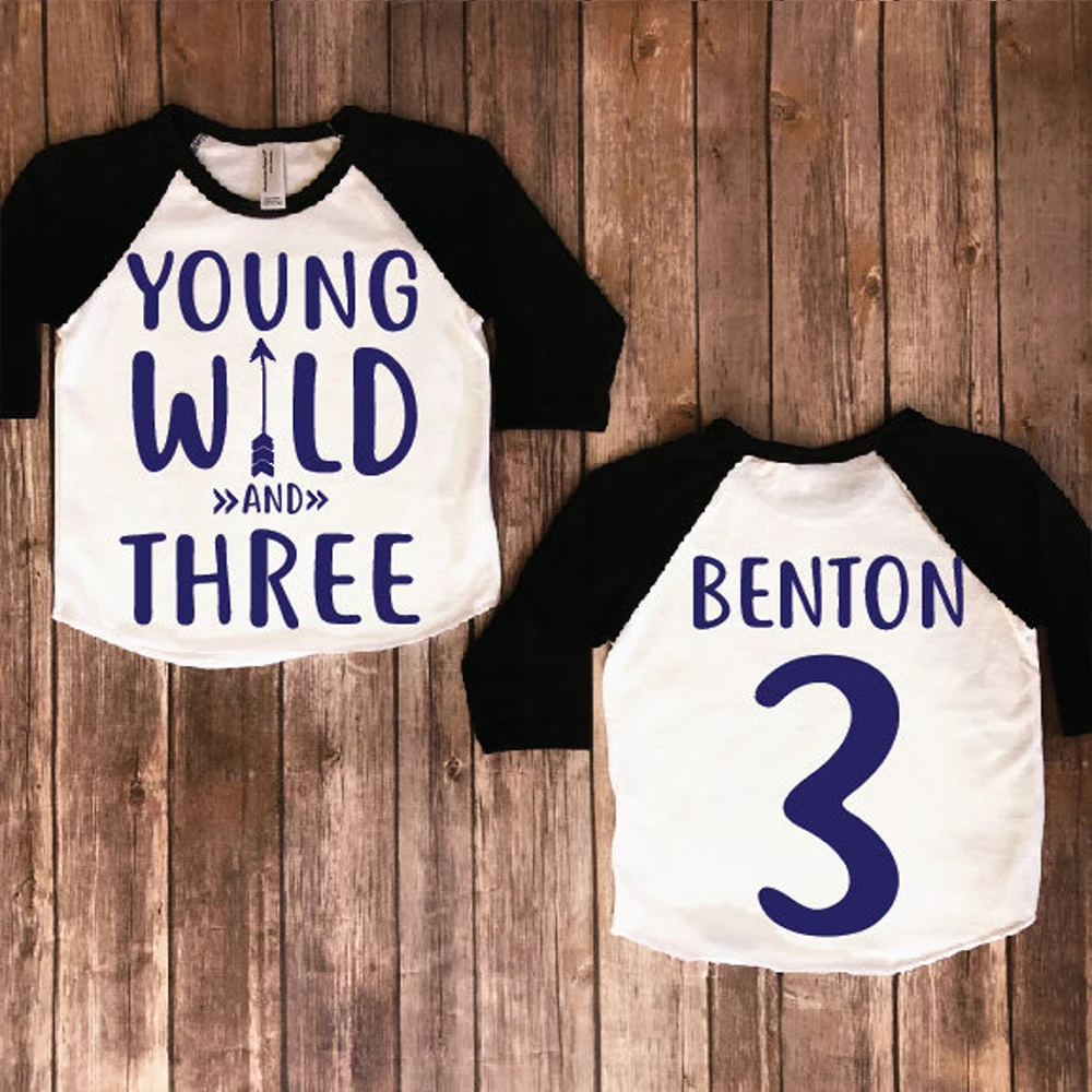 Оригинальная рубашка на день рождения дикого человека третий молодого мальчика |