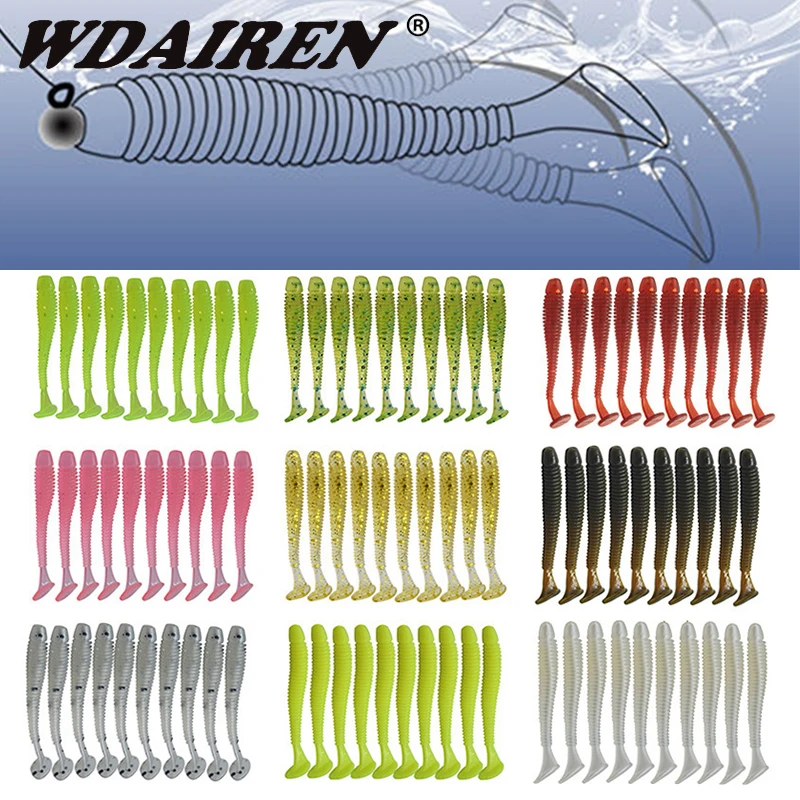 10pcs/lot fishing Soft Artificial worm lures 48mm 0.8g Jigging Wobblers fishy smell Silicone Flexible Bait Swimbait Maggots | Спорт и