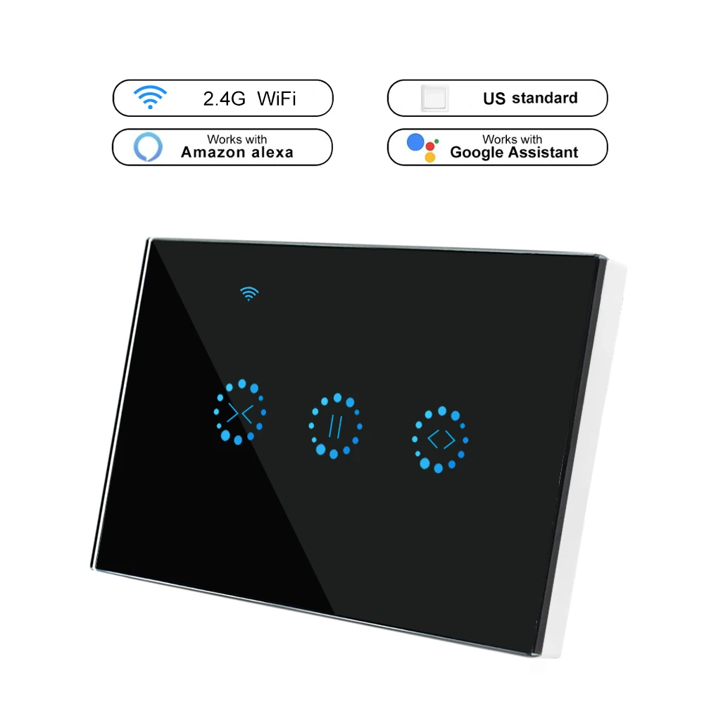 Black US Standard Умный дом, WiFi, электрические сенсорные жалюзи, занавес, переключатель Ewelink, приложение, голосовое управление, Alexa Echo, для механического ограничения, жалюзи, мотор - Цвет: Black US Standard