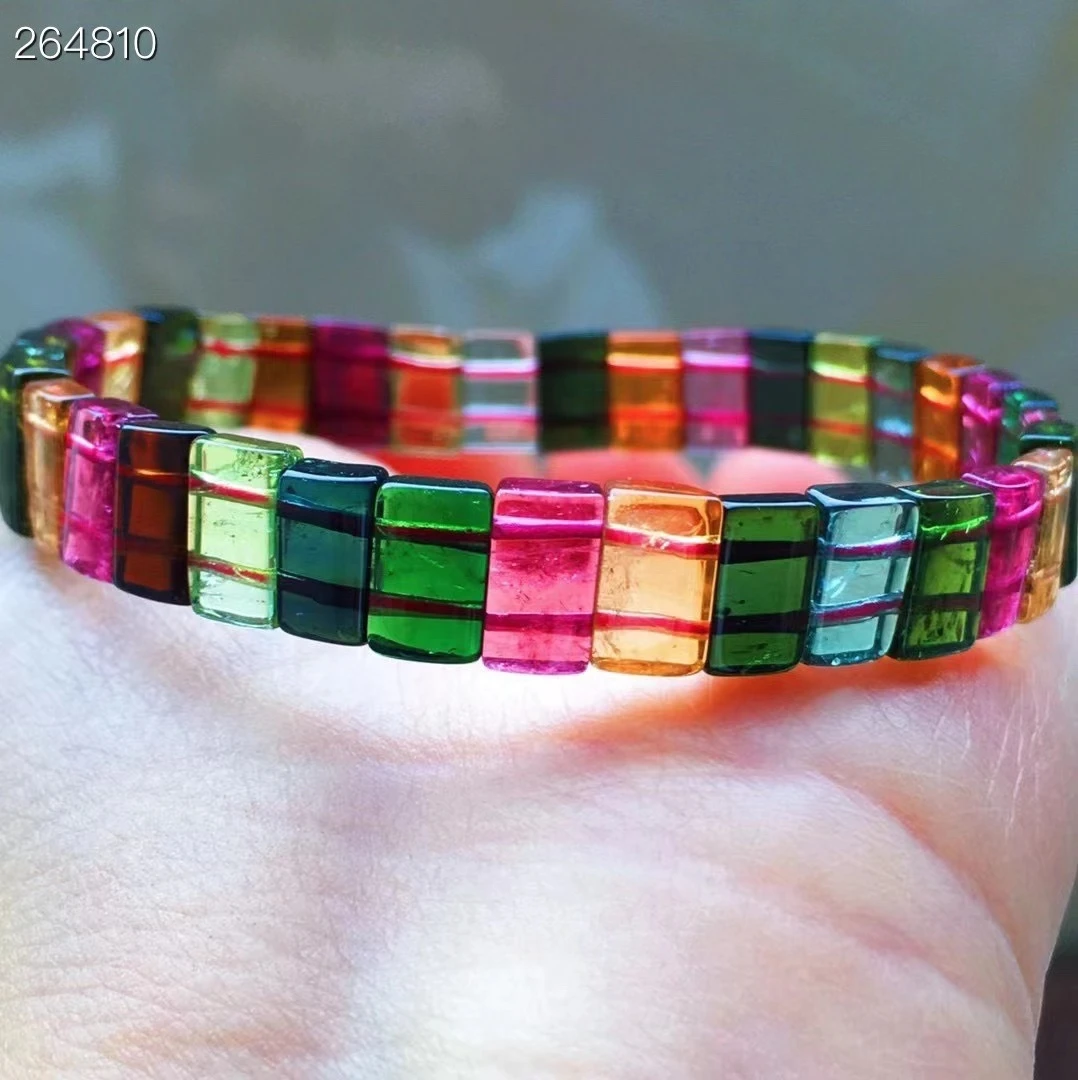 

Genuine Natural Colorful Red Tourmaline Bracelet 8.4x5x3mm Clear Rectangle Rare Women Men Fashion Tourmaline Bangle AAAAAA