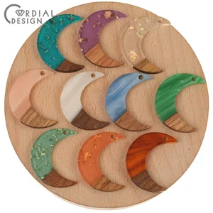 Сердечный дизайн, 50 шт., 22 х28 мм, аксессуары для серег, подвеска, ручная работа, изготовление сделай сам, фурнитура и компоненты для ювелирных изделий, натуральное дерево и смола