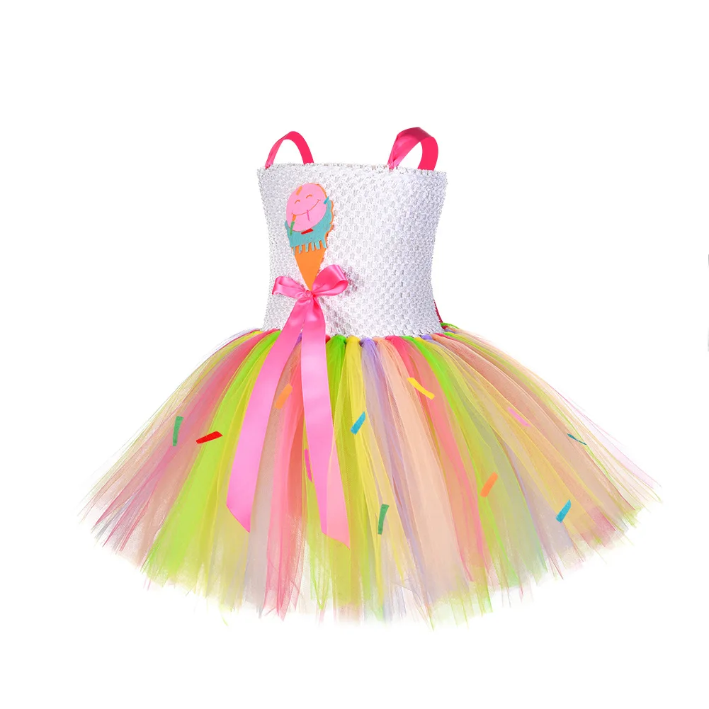 Halloween Ice Cream Birthday Costume With Hat Kids Sweet Candy Pageant Back To School Tutu Dress Girls Autumn Winter Clothes Set