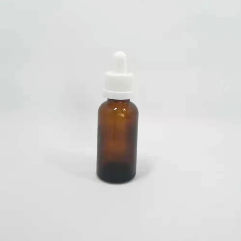 amber with whitelid 30 мл пустая прозрачная Янтарная зелено-синее стекло флакон-капельница флакон для Назального масла пипетка E Жидкость многоразовая бутылка посылка с черной крышкой - Цвет: amber with whitelid