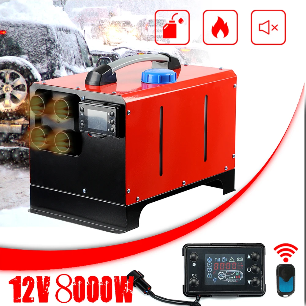 

12V8KW Air Diesel Night Heater Parking Heater 4 Hole LCD Display Remote for cars RV trailers and various vehicles