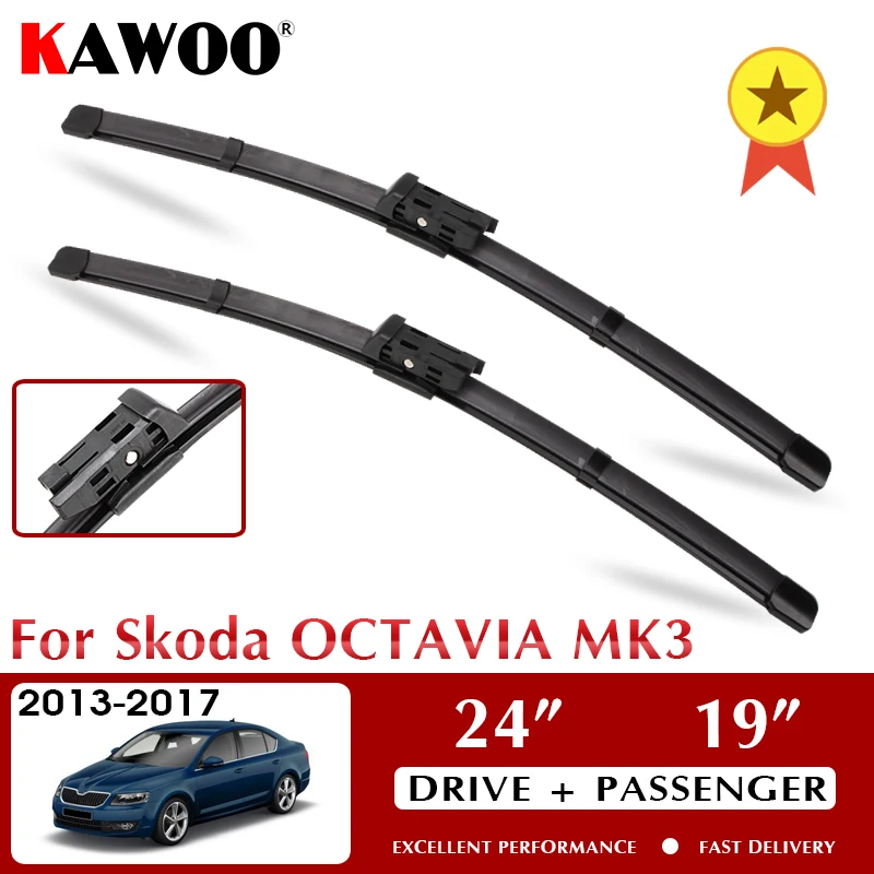 

KAWOO Wiper Car Wiper Blade Blades For Skoda OCTAVIA MK3 2013-2017 Windshield Windscreen Window Wash 24"+19" LHD RHD