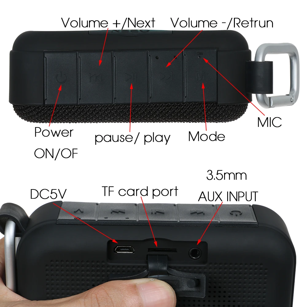 Laiyiqi Fabric art square speaker bluetooth portable metal hook woofer Radio FM Tourism cycle Amplifier MP3 caixa som portatil |