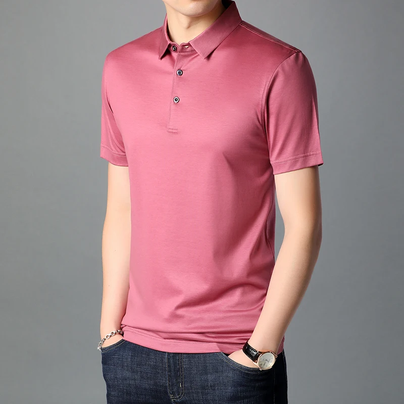 

men's clothing t shirts male 2021 new summer tops tees men lapel short sleeve t shirt A206