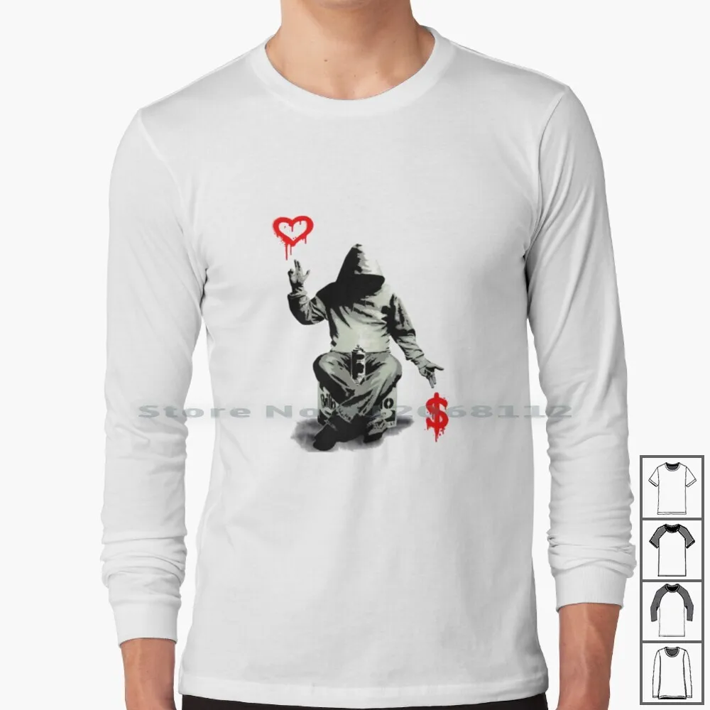 

Love Over Money Long Sleeve T Shirt Bizzle Banksy Graffiti Love Money Dollar Sign Can Spray Unicorn Universe Street Hood Swag