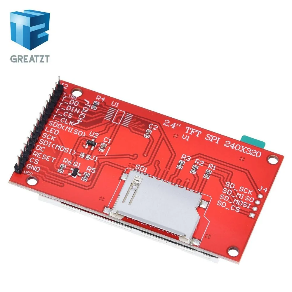 2," 2,4 дюйма 240x320 SPI TFT lcd модуль последовательного порта 5 В/3,3 В PCB адаптер Micro SD карта ILI9341 ЖК-дисплей белый светодиодный для Arduino