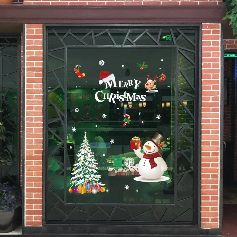 SR 53 Navidad, сделай сам, оконная пленка, Рождественская наклейка, украшение на Хэллоуин, оконная наклейка, рождественские украшения, ПВХ, новогоднее стекло, Мура - Цвет: SR 53
