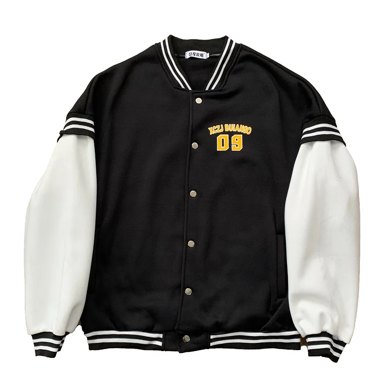 

Men Jackets Fashion Patchwork Letter Print Casual Uniform Harajuku Loose Students Chic Coats All-match Korean Clothing Soft New