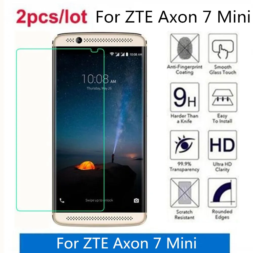 2 шт./лот для ZTE Axon 7 Mini Закаленное Стекло 9H 2.5D Премиум Защитная пленка экрана