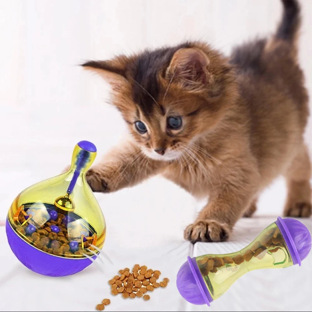

Interactive Cat Food Feeders Ball Pet Toys Tumbler Toy Smarter Cat Dogs Playing Toys Increase Puppy IQ Treat Ball Cats Fun Bowl