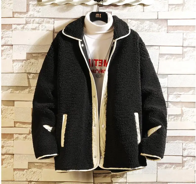 

202 Casual Men's Autumn Winter Warm Lamb Cardigan Jacket Thicken Clothes