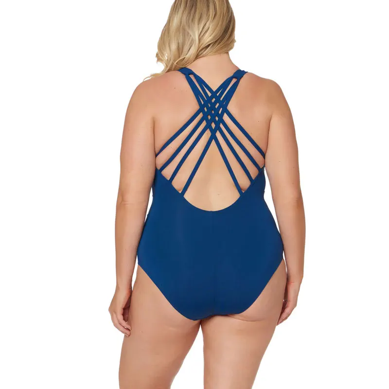 Купальник размера плюс XL 4XL на тонких бретельках Одноцветный белый черный