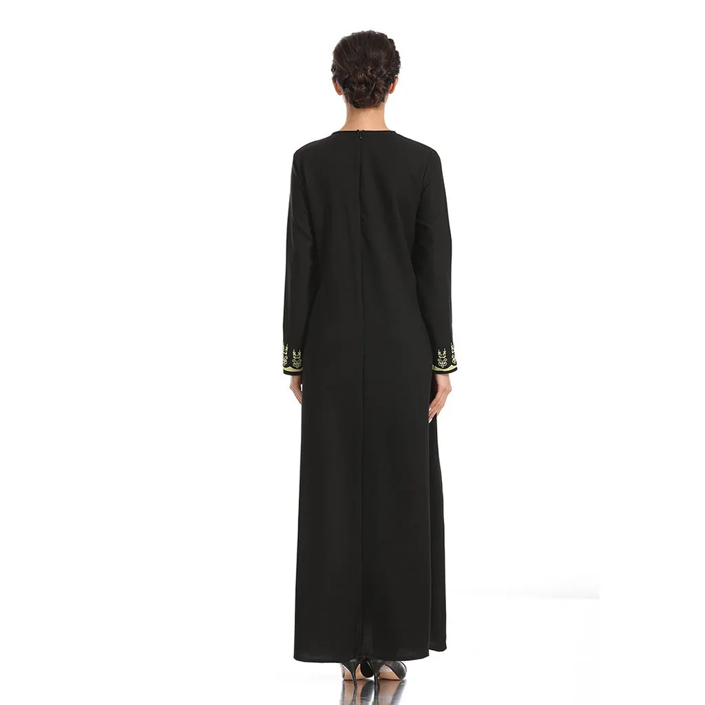 Dubai kaftan Dress Muslim Party Abaya Women Arabic caftan Embroidered Print Round Neck Long Sleeve Arab | Тематическая одежда и