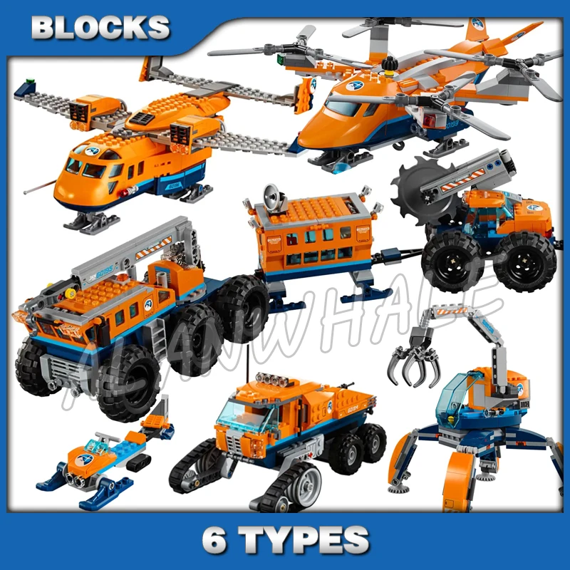 6types 2018 Arctic Theme Ice Mobile Exploration Base Plane Air Transport Model Building Blocks Toys Compatible With Bricks | Игрушки и