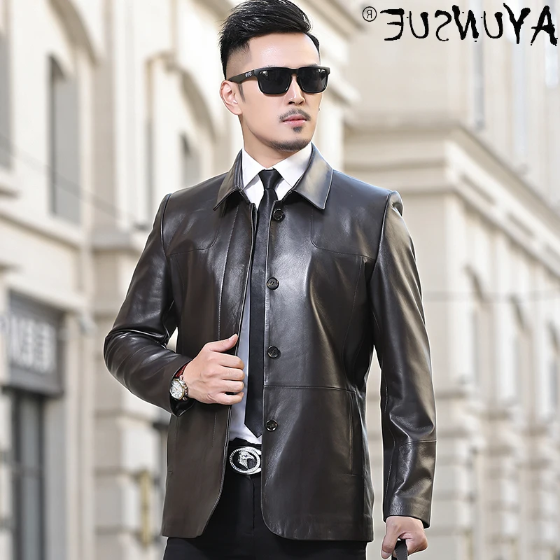

Jacket Genuine Man Sheepskin Leather Jackets for Men Clothing Autumn Coat Male 2021 New Clothes Ropa Hombre LXR950