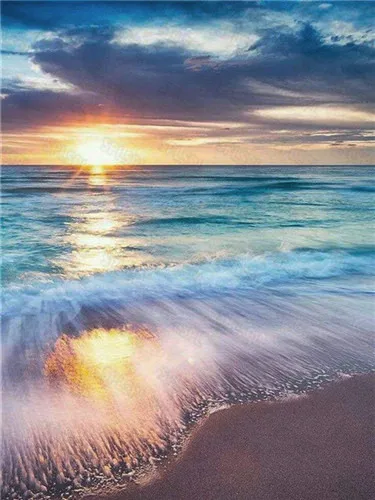 

Diy Diamond Painting Modern Beautiful Nature Sea Clear and Clean Sea Beautiful Colorful Sky Sunset Decorative Painting