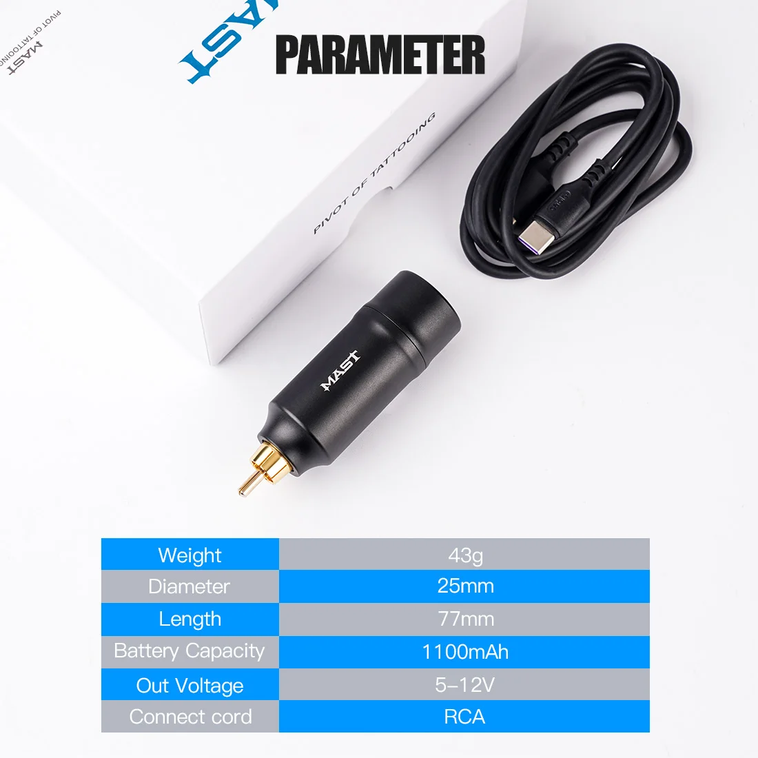 mast mini rca connector wireless rechargeable tattoo battery power supply device adapter permanent makeup machine fast charge free global shipping