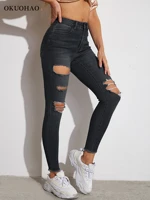 y2k sexy skinny women high waisted butt lifting ripped hole denim pants stretch pencil jeans girl clothes new tight trousers