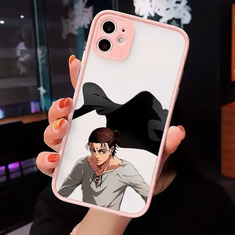 

Attack On Titan Eren Jaeger anime Phone Cases matte transparent For iphone 7 8 11 12 plus mini x xs xr pro max cover