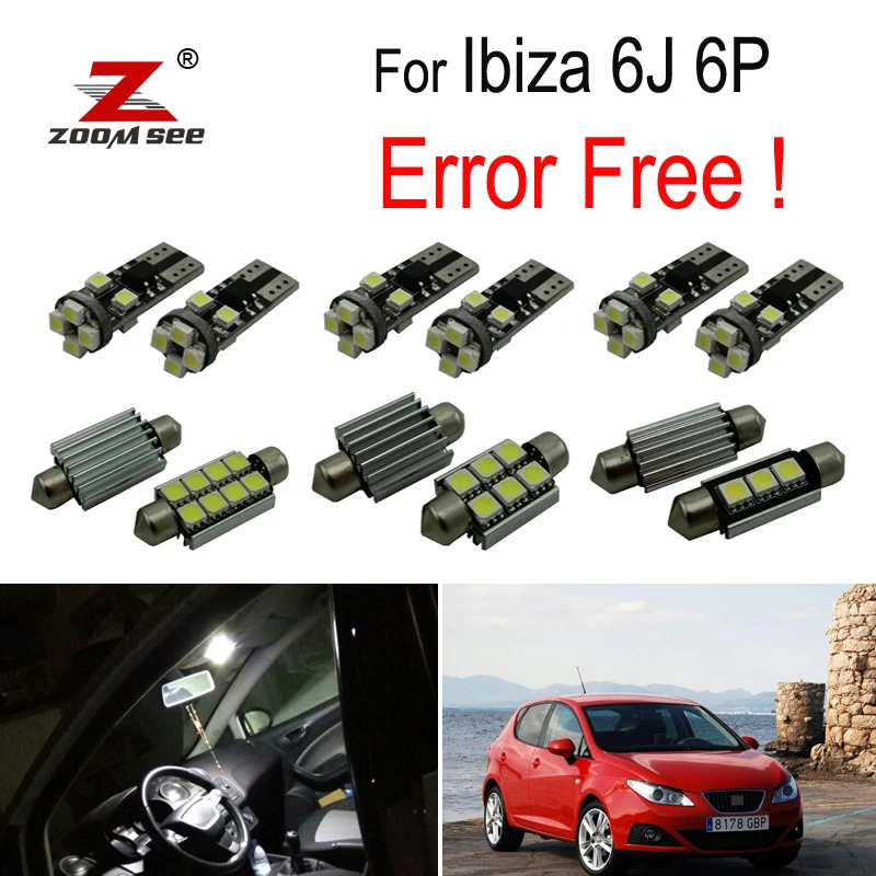 Комплект из 8 светодиодных ламп для номерного знака + купольных внутреннего