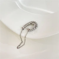 creative zircon beads hook shape silver color no piercing ear clip for women korean japan fashion charms ear jewelry