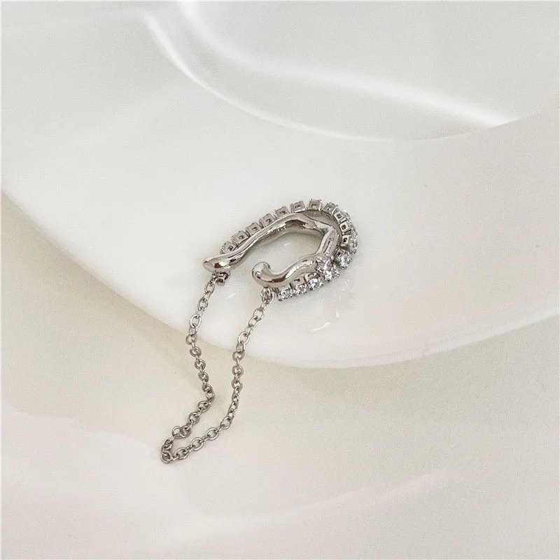 Креативные циркониевые бусины в форме крючка серебряного цвета без пирсинга