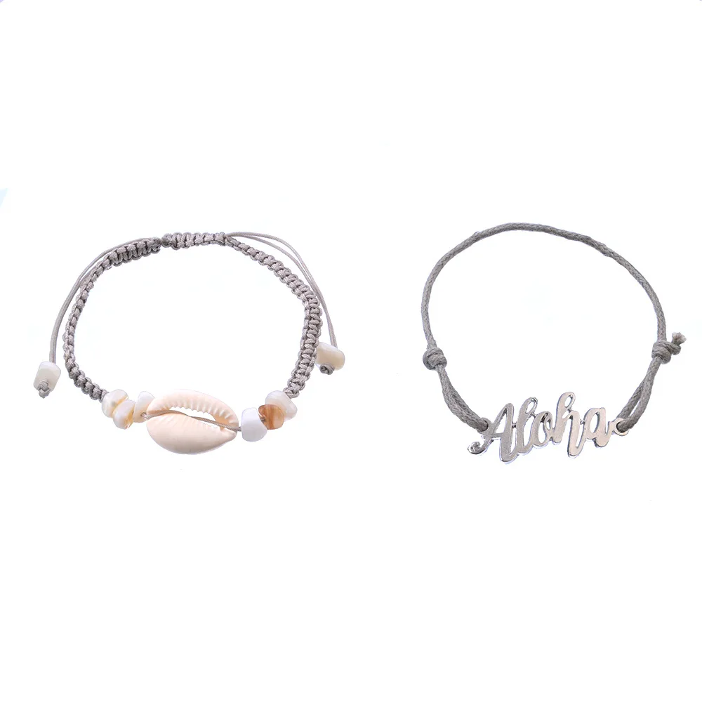 2 шт./компл. богемный простой кожаный плетеный браслет в стиле ретро с