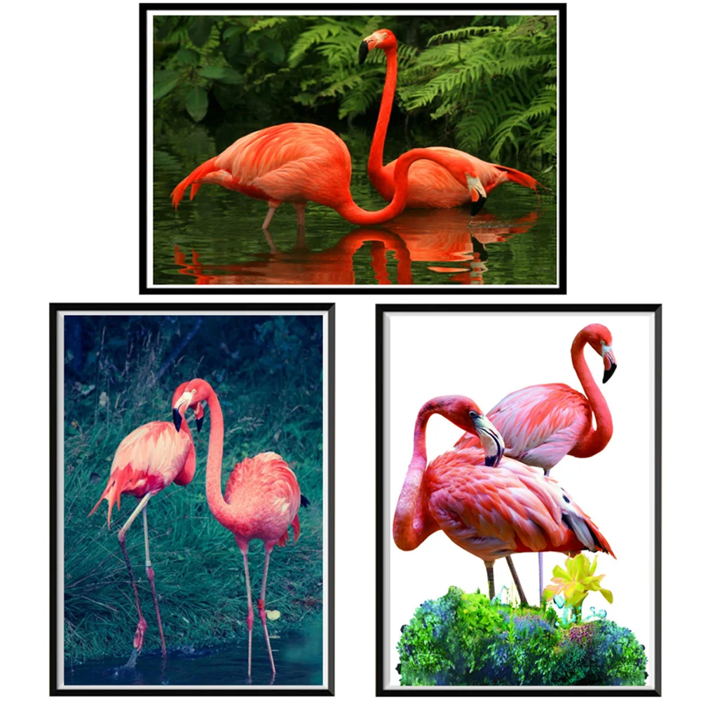 

Алмазная 5d живопись «сделай сам», мозаика с вышивкой в виде фламинго, ручная наклейка, вышивка крестиком, украшение для дома