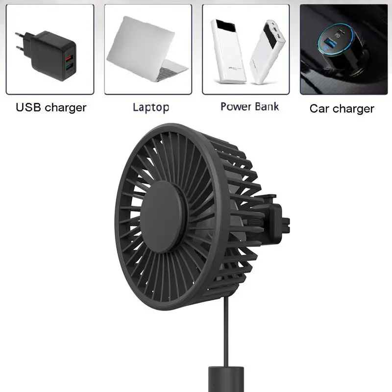 

Universal Home Office 5V Van Truck Car Fan 360 Degree Rotating Cooling Fan Car Air Vent 3 Speed Adjustable Cooling USB Fan
