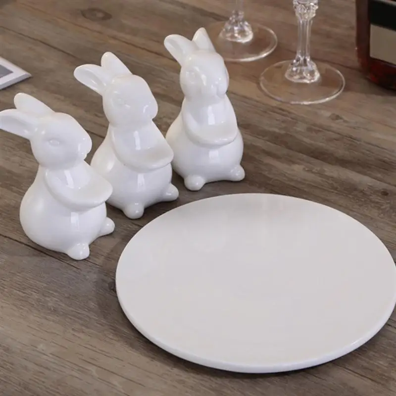 

2 Set Easter Rabbit Trays Ceramic Dishes Food Display Tray Snack Fruit Dessert Display Plates Bunny Design Decoration Tray