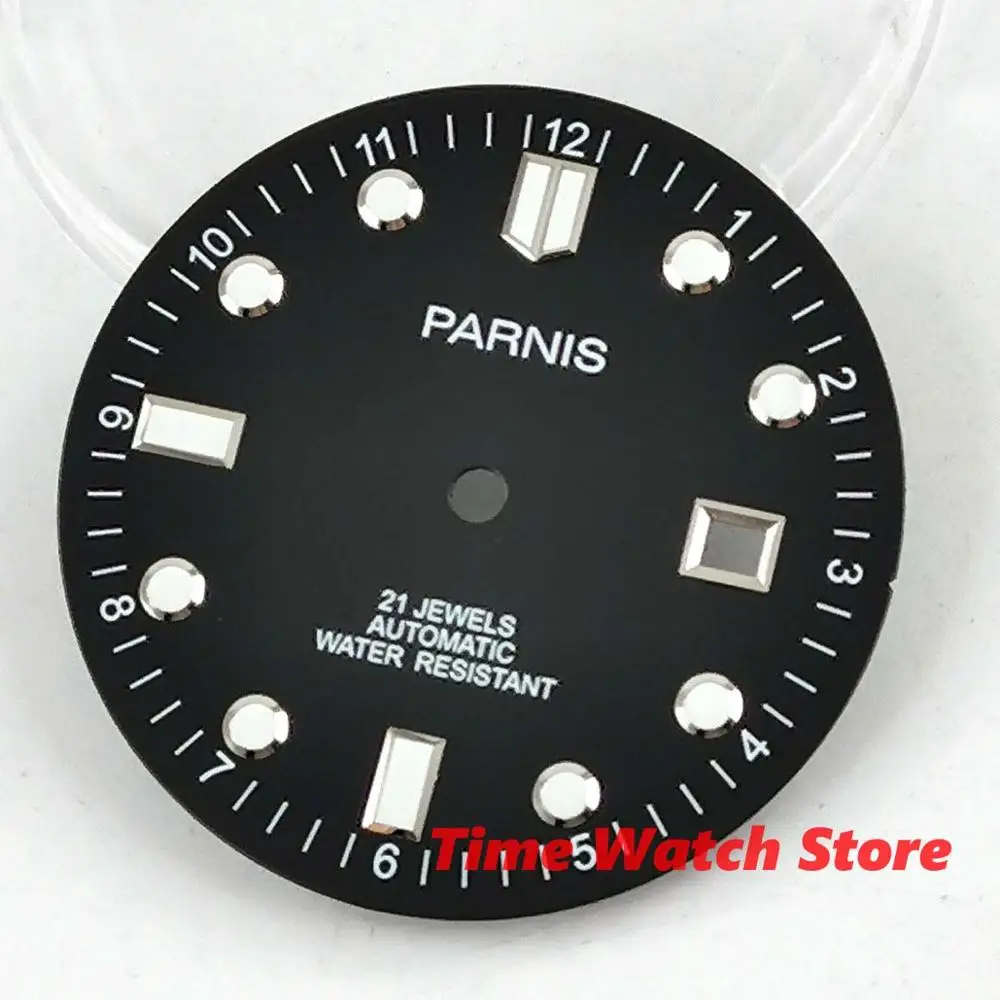 Светящийся черный циферблат для часов 33 мм Parnis запчасти даты окно подходит DG 2813