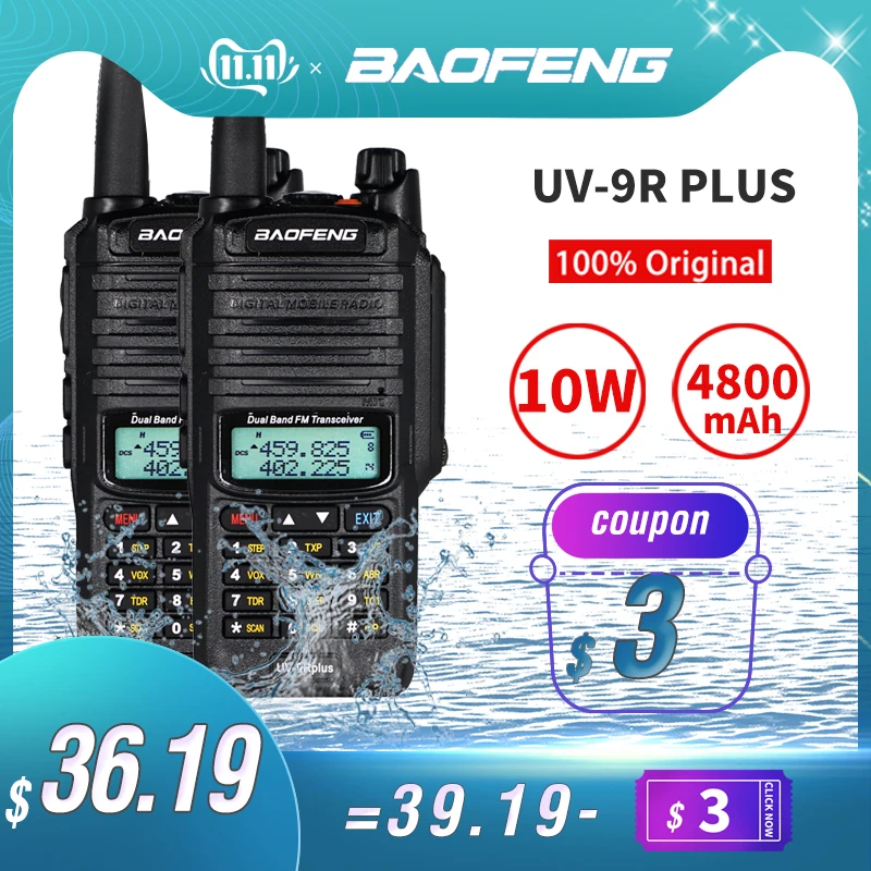 Большая распродажа! Портативная рация 10 Вт Baofeng UV-9R plus портативная