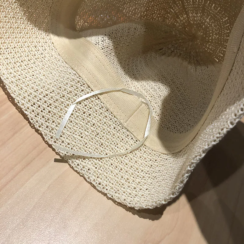 

Spring Summer Solid Dome Knitted Bucket Hat Harajuku Breathable Hollow Women Fishing Hats Foldable Sun Protectors Caps 56-58cm