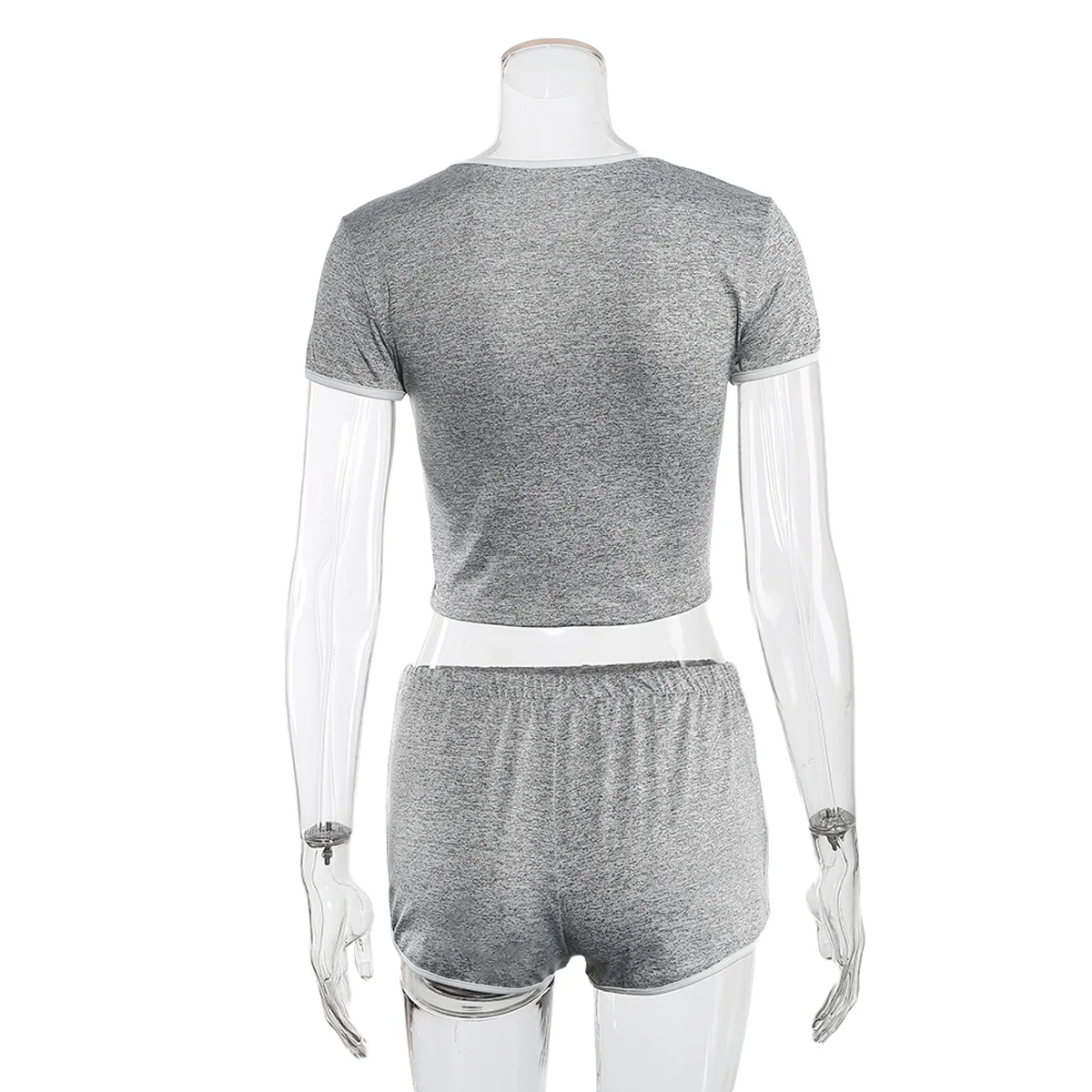 

2020 Fitness Biker Shorts Set Lounge Set Tracksuit Women Summer Clothes Two Piece Set Crop Top Jogging Femme