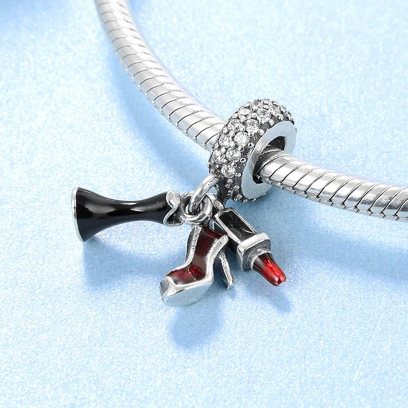 Модная губная помада на высоком каблуке черная юбка эмалированная подвеска