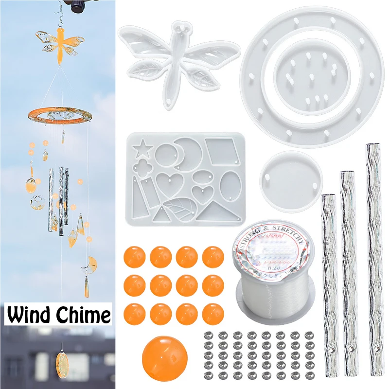 

Набор для самостоятельной сборки из эпоксидной смолы, силиконовая форма в виде музыкальных колокольчиков, звезд, Луны, стрекозы, ветровых з...