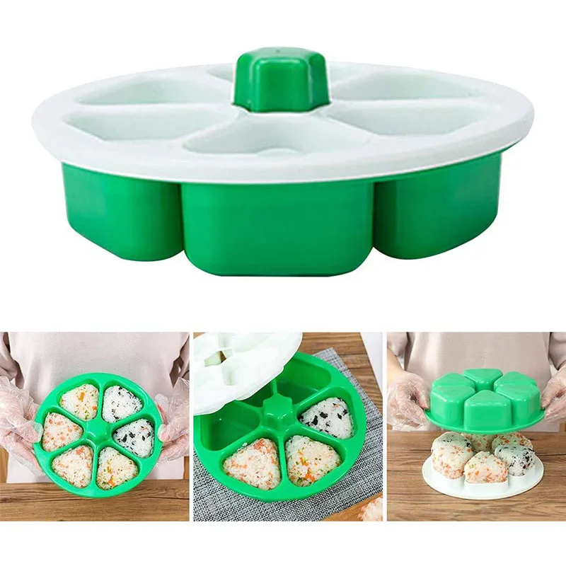 

6 Holes DIY Sushi Mold Onigiri Rice Ball Press Maker Triangular Sushi Mould Home Kitchen Bento Maker Tools