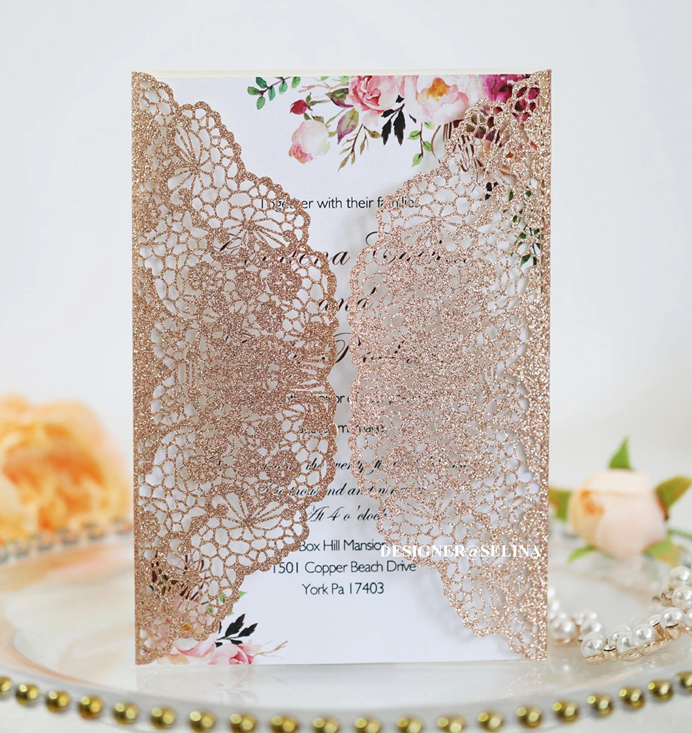 (50 шт./лот) Шампанское кружевное платье с цветочным рисунком на свадьбу