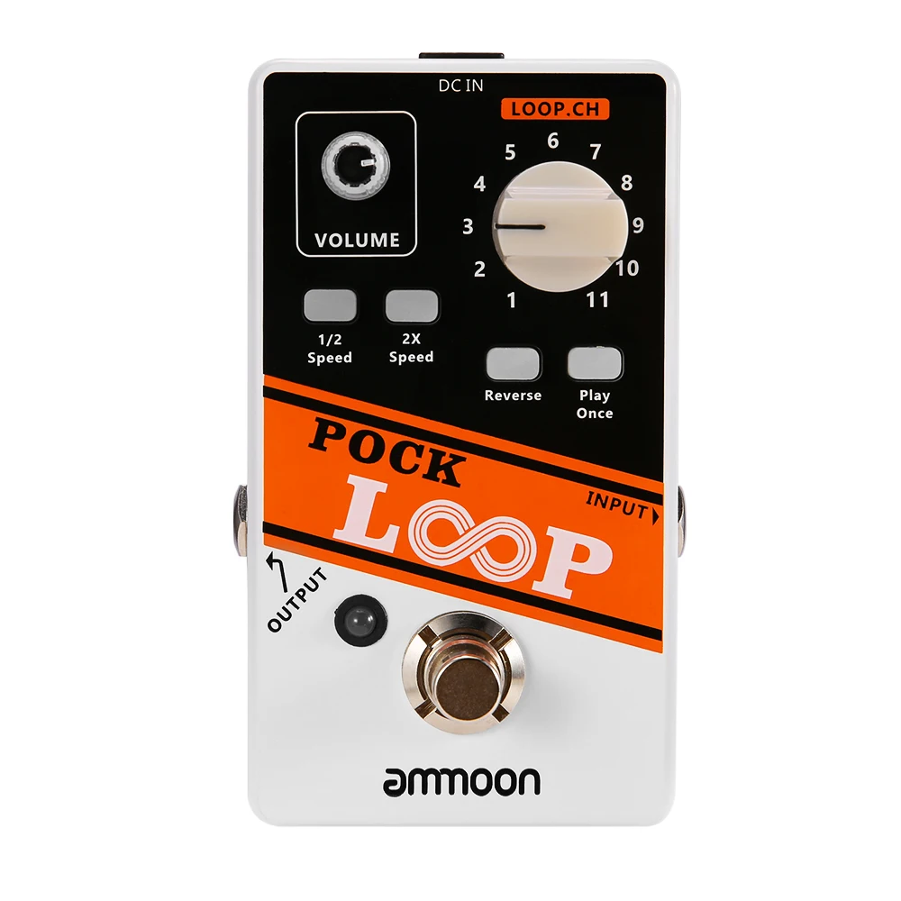

Педаль для гитарного эффекта ammoon POCK LOOP Looper 11 концов макс. 1/2 мин Время записи поддерживает и 2 скорости воспроизведения назад